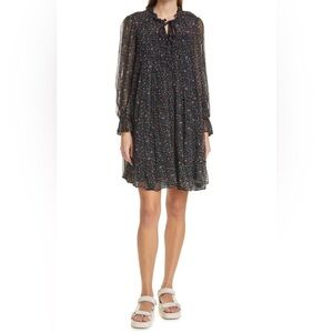 Sea New York Bennet Floral Mini Dress Ruffle Hem Long Sleeve Size M